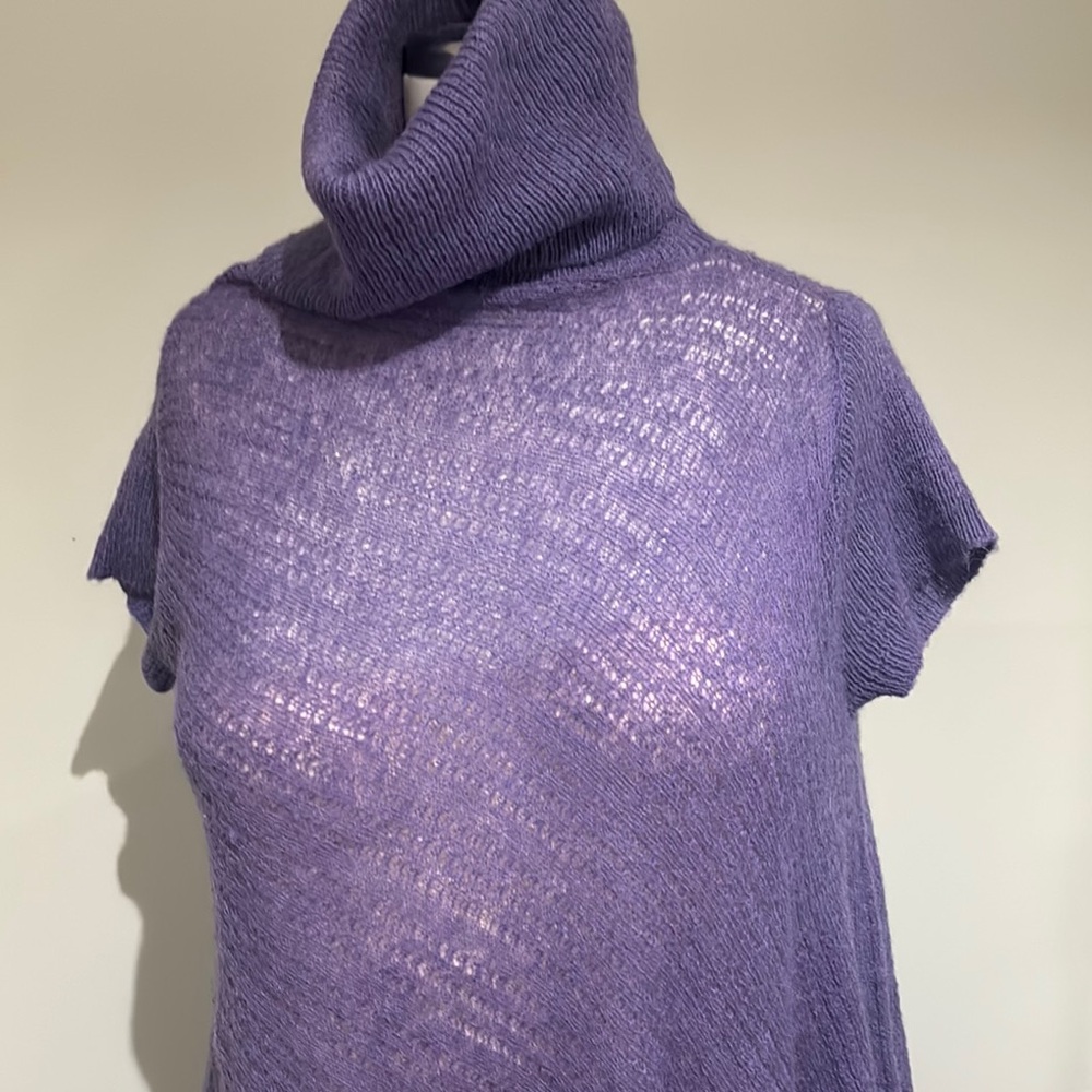 Purple Cowl Neck Sweater with Textured Knit